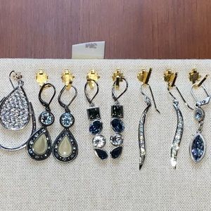 Set of 6 pairs of Touchstone (featuring Swarovski) Crystal earrings